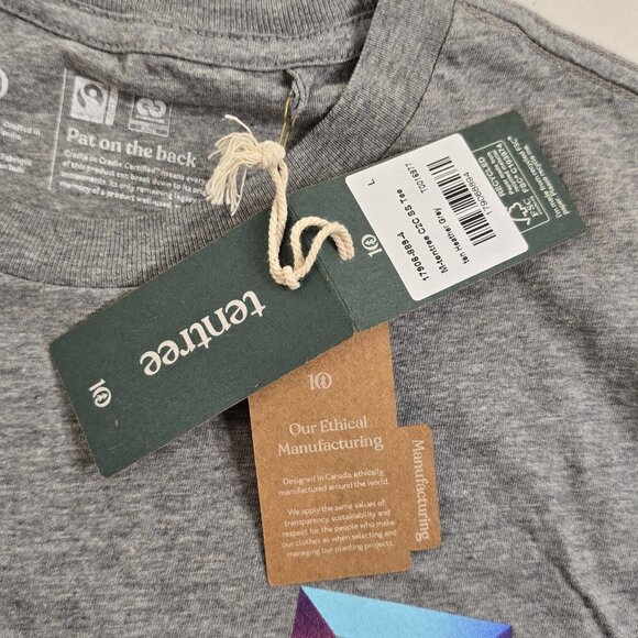 Tentree  Heather Grey T Shirt Mens Large Lacework New With Tags - Picture 6 of 12